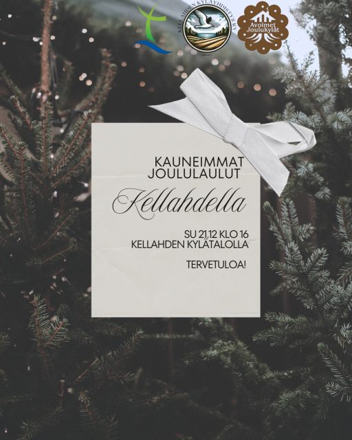 Tervetuloa kauneimpiin joululauluihin!🎶

📅 Su 21.12 klo 16

📍 Kellahden kylätalo, Kellahden rantatie 23

👥 Järjestää: Kellahden kyläyhdistys ry & Meri-Porin seurakunta

☕️tarjolla kahvia, teetä & mehua