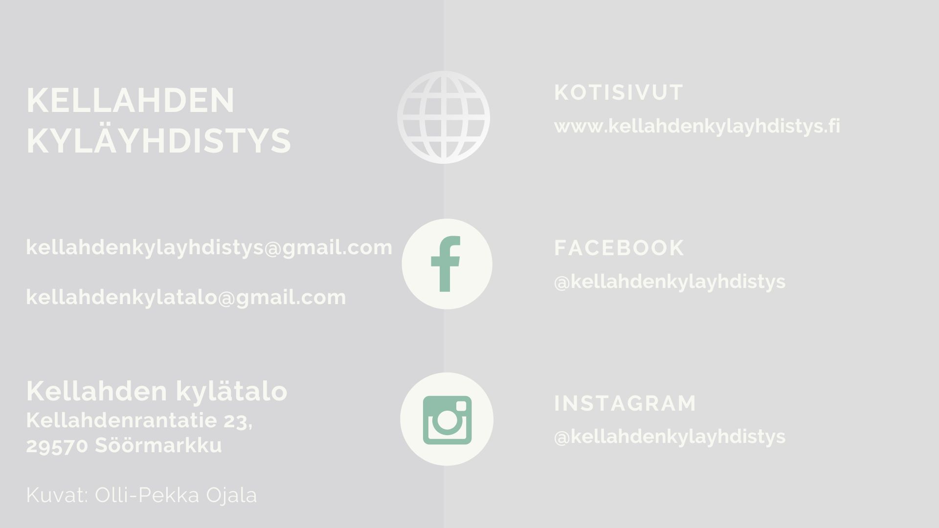 22./22.
Kellahden kyläyhdistys & kylätalo
📧 Sähköposti: kellahdenkylayhdistysÄTgmail.com
📧 Kylätalo: kellahdenkylataloÄTgmail.com
📍 Kellahden kylätalo
Kellahdenrantatie 23, 29570 Söörmarkku KELLAHTI PORI
🌐 Kotisivut: www.kellahdenkylayhdistys.fi
📘 Facebook: @kellahdenkylayhdistys
📸 Instagram: @kellahdenkylayhdistys
Kuvat näissä julkaisuissa: Olli- Pekka Ojala
📷 Tämä on kuvasarjan 22/22 viimeinen. Sarjan aikana olemme esitelleet Kellahden kylän monipuolista elämää, kylätalon palveluita, yhteisöllisyyttä, vaikuttamistyötä, lyhyen ja pitkän ajan tavoitteita sekä kylän vahvuuksia ja arvoja.
Puheenjohtajamme oli mukana Kylätalot käyttöön -hankkeen Kylät kohtaavat -tapahtumassa Kyläsaaren kylätalolla, jossa hän piti KYLIEN VAIKUTTAMISMAHDOLLISUUDET -puheenvuoronsa. Illan keskustelut keskittyivät kylien turvallisuuteen ja vaikuttamismahdollisuuksiin, ja ne olivat sekä antoisia että ajatuksia herättäviä.
Lisäksi varapuheenjohtajamme on mukana Kylätalot käyttöön- hankkeessa paikalliskehittämisen asiantuntijana ja projektipäällikkönä. Yhdessä tekemällä ja aktiivisesti toimimalla kylät voivat vahvistaa omaa ääntään ja turvallisuuttaan.
Ajankohtaista kyläyhdistykseltä:
Käynnissä on Älykkäämpi Kellahden kylätalo -investointihanke (–24.04.2026), joka on saanut Euroopan maaseuturahoitusta Leader Karhuseudun kautta. Lisäksi osallistumme parhaillaan pilottikylänä Kylälatalot käyttöön -hankkeeseen sekä Leader Karhuseudun Muuta sun seutu -hankkeeseen.
Ja muistathan: kaikkea mukavaa on luvassa, ja meihin saa aina olla yhteydessä, esittää ideoita ja tulla mukaan toimintaan!
#kellahdenkyläyhdistys #kyläelämä #kylätalo #yhteisöllisyys #vaikuttaminen #maaseutu #kylätkohtaavat #kylätalotkäyttöön #leaderkarhuseutu #muutasunseutu @ollipekkaojala @satafood.ry @satakylat @valimakiviliina @kylasaari_pori @kylatalotkayttoon @mkivaara @leader.karhuseutu