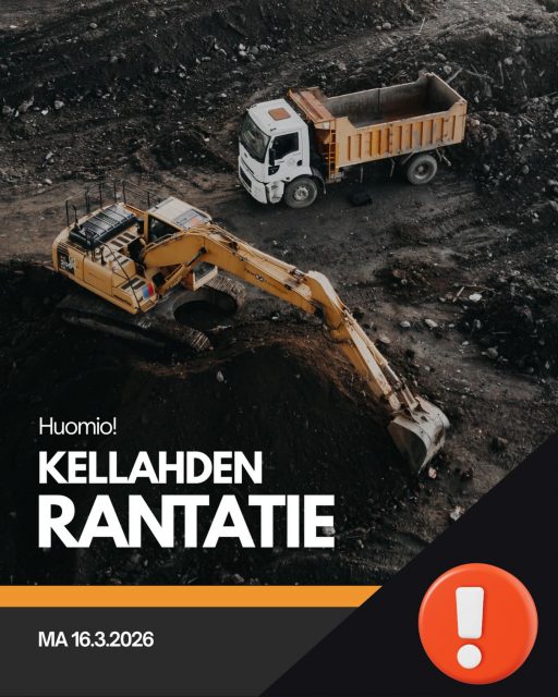 Tiedote Kellahden Rantatie!
Kellahden Rantatiellä toteutetaan sähköverkon kaapelointityötä ja tie katkaista ajoneuvoliikenteeltä tienkatkaisun ajaksi. Tienkatkaisu on maanantaina 16.3 kello 10:00-15:00 välisenä aikana. Viemme kyltit Kellahden Rantatie alkupäihin.
Tien katkaisun aikana Kellahden Rantatie 252-854 välisille kiinteistöille kulku Porin Saaristotieltä ja Kellahden Rantatie 23-225 välisille kiinteistöille kulku Kellahdentieltä.
Pahoittelemme työstä aiheutuvaa haittaa.
Jos sinulla on tienkatkoon liittyvää asiaa oletko yhteydessä Elvera Oy:n työnjohtoon: Tommi Mäkinen 044 793 9938