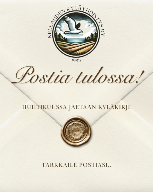 📬 Kellahden kyläkirje on tulossa! 🌿

Kyläkirje jaetaan kaikille kellahtilaisille - ja sydämeltään kellahtilaisille, myös vapaa-ajan asukkaille ja mökkiläisille huhtikuun aikana joko sähköpostitse tai postilaatikkoon.

👉 Jos et saa kyläkirjettä huhtikuun aikana, ilmoitathan meille! 
Haluamme varmistaa, että tieto tavoittaa ihan jokaisen. Voimme toimittaa kirjeen sinulle postilaatikkoon tai sähköpostilla.

✨ Mitä kyläkirje sisältää?

- ajankohtaiset kuulumiset kylältä 
- tulevat tapahtumat (kyläkaffila, kässäkahvila ym.) 
- tietoa kylätalon käytöstä, kyläkirjastosta ja vuokrausmahdollisuuksista 
- WhatsApp-ryhmä ja miten pysyt ajan tasalla 
- kyläkysely, jossa pääset vaikuttamaan kylän kehittämiseen 
- jäsenasiat ja mahdollisuus tukea toimintaa 
- hallituksen yhteystiedot 

💚 Kyläkirje on täynnä asiaa, mutta ennen kaikkea yhteisöllisyyttä ja yhdessä tekemistä. 

Pidetään huolta, että tieto kulkee ja kaikki pysyvät mukana kylän elämässä. Nähdään tapahtumissa!

#kellahti #kyläelämää #yhteisöllisyys #kellahdenkyläyhdistys