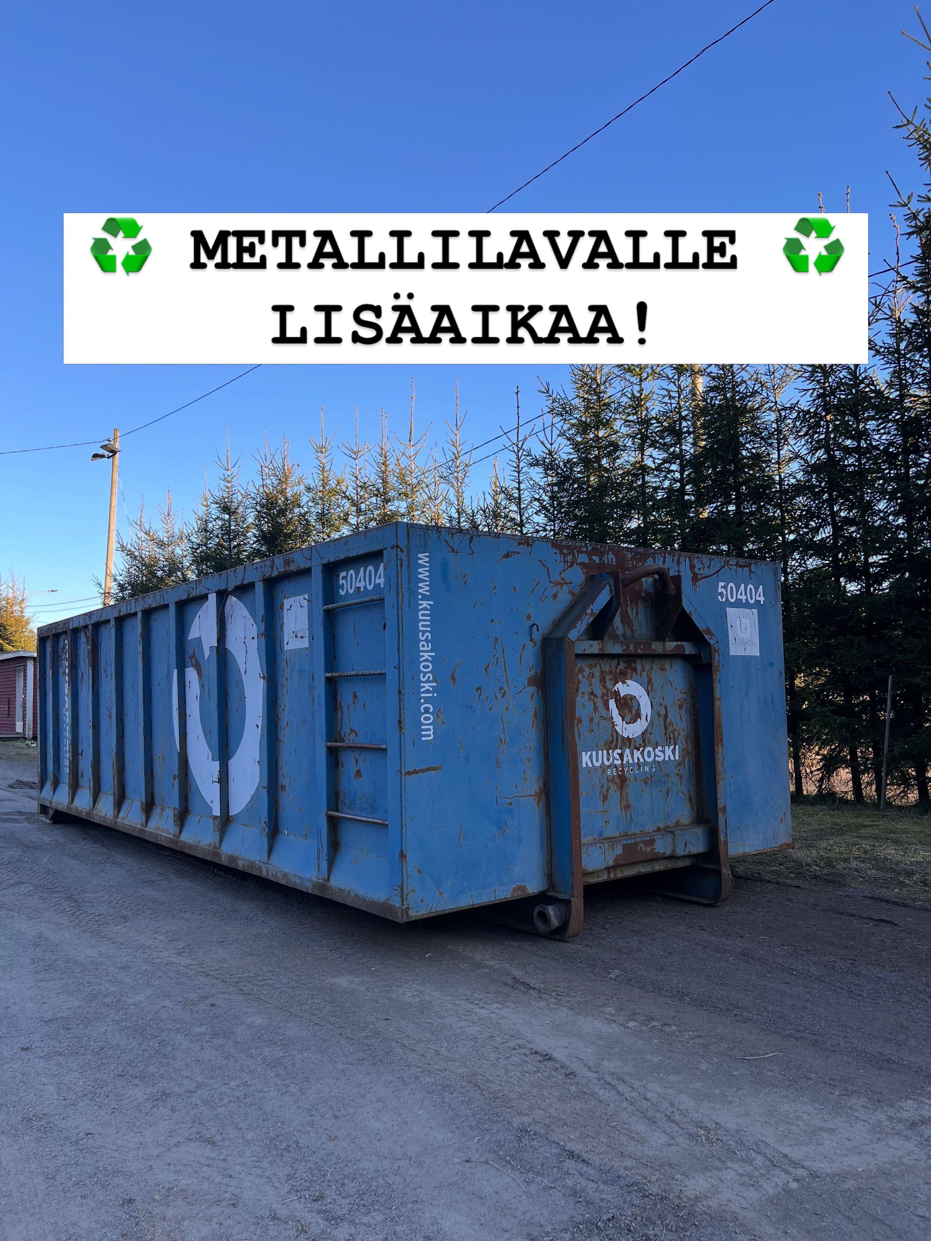 ♻️Metallinkeräys Kellahdella jatkuu ainakin syyskuun loppuun! 

Lavalle saa tuoda metalliromua, eli esineitä ja jakeita, joiden painosta yli puolet on metallia. Mukaan mahtuvat niin pienet peltipurkit kuin isot maatalouskoneetkin.

Esimerkkejä sopivasta romusta:
• Polkupyörät 
• Kaapelit 
• Kattopellit 
• Puulämmitteiset kiukaat (kivet ja tuhka poistettuna) 
• Tyhjät metallipurkit ja kuivuneet maalipurkit (kansi irrallaan) 
• Avatut, tyhjät ja puhtaat metallitynnyrit 
• Maatalouskoneet ja -laitteet 
• Yleinen metalliromu – pienistä purkeista suuriin runkoihin

Muista! Lavalle EI saa tuoda:
• Nesteitä (öljyt, maalit, polttoaineet jne.) 
• Renkaat 
• Kylmälaitteet (jääkaapit, pakastimet, ilmastointilaitteet ym.) 
• Sähkö- ja elektroniikkalaitteet (televisiot, pesukoneet, mikroaaltouunit, tietokoneet jne.)

Noudata lajitteluohjeita. 
Älä tuo sopimatonta jätettä. 
Älä vie romua lavalta.

⚠️ Metallinkeräyslava on tarkoitettu kyläläisten tuoman metalliromun keräämiseen. Keräyksestä saatavat tulot käytetään Kellahden kylän ja kyläyhdistyksen toiminnan hyväksi.

Lavalle tuotu romu on lahjoitettu keräykseen, eikä sitä saa ottaa tai viedä pois alueelta. Romun luvaton poistaminen vähentää suoraan kylän yhteiseen käyttöön saatavia varoja.

Pyydämme kaikkia kunnioittamaan yhteisiä pelisääntöjä:
✔ Tuo vain sallittua metalliromua.
✔ Jätä tuomasi romu lavalle.
✔ Älä ota tai vie mitään pois keräysalueelta.

Jokainen lavalle tuotu kilo metalliromua auttaa tukemaan kylän toimintaa. Pidetään yhdessä huolta siitä, että keräyksen tuotto saadaan kokonaisuudessaan kylän hyväksi.

Mikäli havaitset väärinkäytöksiä, ota yhteyttä kyläyhdistyksen johtokunnan jäseniin.

– kiitos kun osallistut ja tuet yhteistä hyvää!💚

#kellahti #kierrätys #kellahdenkyläyhdistys #kylänhyväksi #metallinkierrätys