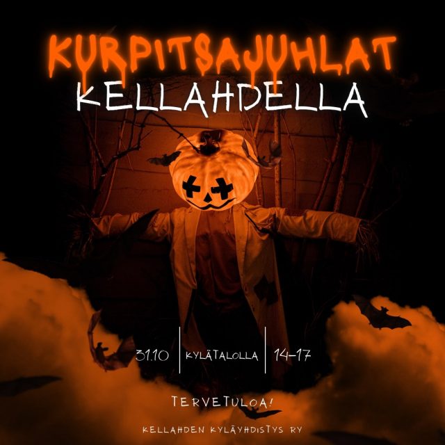KURPITSAJUHLAT KELLAHDELLA! 👻

📅 Lauantaina 31.10.2026 klo 14–17

📍 Kellahden kylätalo, Kellahden Rantatie 23, Kellahti

Halloween saapuu Kellahdelle ja luvassa on rentoa ohjelmaa kaikenikäisille! 🎃

Ohjelmassa:

- kurpitsoja ja Halloween-tunnelmaa
- Halloween-aiheista puuhaa ja pieniä tehtävärasteja
- askartelua
- Halloween-disco
- naamiaisasuja ja leikkimielinen asukisa
- pieni Halloween-seikkailu lapsille ja lapsenmielisille
- arpajaiset
- syksyisiä herkkuja ja lämmintä juotavaa Kyläkaffilasta
- yhdessäoloa ja kylätalon tunnelmaa

Pukeudu halutessasi Halloweeniin sopivaksi! Paras asu voi päästä myös palkittavaksi. 

Tule yksin, kavereiden kanssa tai koko perheen voimin. Luvassa on hauskaa tekemistä ja Halloween-tunnelmaa kaikenikäisille!

Tervetuloa🧡

#kellahdenkyläyhdistys #kellahti #kellahdenkylätalo #kurpitsajuhlat