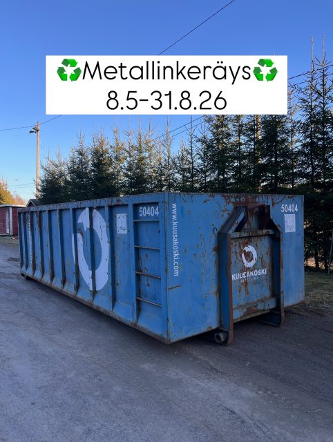 ♻️♻️♻️♻️♻️♻️

Metallinkeräys Kellahdella 8.5.–31.8.2026!

Kellahden kyläyhdistys ry järjestää metallinkeräyksen Kylätalon urheilukentällä sijaitsevalle romulavalle. Keräyksen tuotto käytetään kyläyhdistyksen toiminnan tukemiseen, kylän hyväksi – kiitos kun osallistut ja tuet yhteistä hyvää!

Lavalle saa tuoda metalliromua, eli esineitä ja jakeita, joiden painosta yli puolet on metallia. Mukaan mahtuvat niin pienet peltipurkit kuin isot maatalouskoneetkin.

Esimerkkejä sopivasta romusta:
• Polkupyörät 
• Kaapelit 
• Kattopellit 
• Puulämmitteiset kiukaat (kivet ja tuhka poistettuna) 
• Tyhjät metallipurkit ja kuivuneet maalipurkit (kansi irrallaan) 
• Avatut, tyhjät ja puhtaat metallitynnyrit 
• Maatalouskoneet ja -laitteet 
• Yleinen metalliromu – pienistä purkeista suuriin runkoihin

Muista! Lavalle EI saa tuoda:
• Nesteitä (öljyt, maalit, polttoaineet jne.) 
• Renkaat 
• Kylmälaitteet (jääkaapit, pakastimet, ilmastointilaitteet ym.) 
• Sähkö- ja elektroniikkalaitteet (televisiot, pesukoneet, mikroaaltouunit, tietokoneet jne.)

Noudata lajitteluohjeita. 
Älä tuo sopimatonta jätettä. 
Älä vie romua lavalta.

Mikäli havaitset väärinkäytöksiä, ota yhteyttä kyläyhdistyksen johtokunnan jäseniin.

Yhdessä siistimpi kylä ja vireämpää toimintaa – kiitos osallistumisestasi!🍀✨

#kellahdenkyläyhdistys #metallinkeräys #kierrätys
