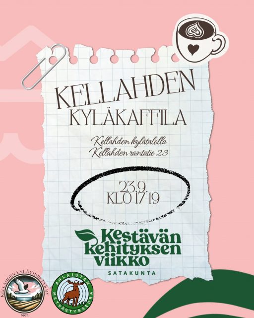 ☕🍎 Kellahden kyläkaffila- kestävän kehityksen viikon teemalla! 🌱
Tervetuloa Kellahden kylätalolle keskiviikkona 23.9. klo 17–19 kahvi- tai teekupin äärelle! ❤️
🍎 Tuo omenasi Ahlaisten metsästysseuran keräilyperäkärryyn!
Kylätalolla myös:
📚 Kyläkirjasto avoinna
🧸 Leikkitreffit lapsille
☕ Kahvia ja teetä sekä tuoretta kastamista esim. Porin Leivältä tai Sarpilta
❤️ Vapaata seurustelua ja kyläkuulumisten vaihtoa
📅 Keskiviikkona 23.9. klo 17–19
📍 Kellahden kylätalo, Kellahden Rantatie 23, Kellahti (Pori)
Tule piipahtamaan, vaihtamaan kuulumisia ja viettämään kestävän kehityksen viikkoa yhdessä! 🌱🍎☕❤️
#kellahti #kellahdenkyläyhdistys #kyläkaffila #kellahdenkylätalo #kestäväkehitys