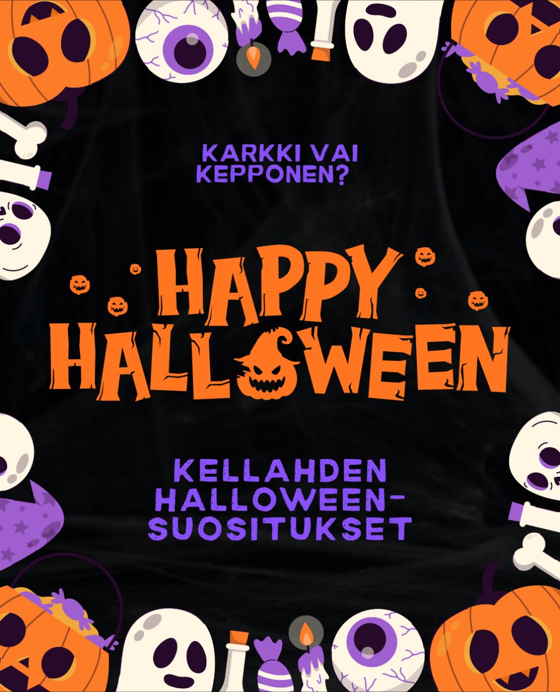 🎃👻 KARKKI VAI KEPPONEN? 

Kellahden Halloween- suositukset 👻🎃

Halloween lähestyy, ja monessa kellahtilaisessa kodissa mietitään karkki vai kepponen -kierroksen ajankohtaa ja tapoja. Erityisesti lapset odottavat innolla pukeutumista ja karkkikierrokselle pääsemistä! 🧡

Jotta kierros olisi kaikille mukava ja turvallinen, Kellahden kyläyhdistys suosittelee karkki vai kepponen -kierrosta perjantaille 30.10.2026.

🎃 Muutama yhteinen ohjenuora kierrokselle:

🕷️ Kierrospäivä perjantai 30.10. Kierretään karkki vai kepponen -kierroksella sovittuna päivänä eikä koputella vieraisiin oviin muina päivinä.

🕢 Kierros päätökseen mielellään viimeistään klo 19.30. Näin huomioidaan myös perheiden iltarauha ja lasten ja muidenkin nukkumaanmenoaika.

🏡 Koputetaan vain koristeltuihin oviin. Kurpitsalyhty tai muu Halloween-koriste kertoo, että karkkivieraat ovat tervetulleita. Kaikki eivät halua osallistua, ja sitä on hyvä kunnioittaa.

🍬 Jos karkkia ei ole tarjolla, jatketaan matkaa. Kaikissa kodeissa ei välttämättä ole varauduttu karkkivieraisiin, eikä se haittaa.

👻 Jätetään ikävät kepposet tekemättä. Paikkojen sotkeminen ja omaisuuden vahingoittaminen on ilkivaltaa, eikä kuulu hauskanpitoon.

😊 Muistetaan hyvät käytöstavat ja huomioidaan toisemme. Näin varmistetaan, että Halloweenin ilo kuuluu kaikille!

🎃 Haluatko toivottaa karkkivieraat tervetulleiksi?

Laita kurpitsalyhty tai muu Halloween-koriste näkyvälle paikalle! Näin pienet karkkikierroksella kulkijat tietävät, että ovelle saa tulla koputtamaan. 🍬🧡

🕯️ Lauantaina 31.10. vietettävä pyhäinpäivä on monille perinteinen hiljentymisen ja edesmenneiden läheisten muistelemisen päivä. Yhteinen kierrosperjantai auttaa huomioimaan myös tämän perinteen.

🧡 Ja vielä yksi iloinen kutsu kaikille!

🎃 Tervetuloa lauantaina 31.10.2026 klo 14–17 koko perheen Kellahden Kurpitsajuhlaan! 👻

Luvassa on kurpitsoja, askartelua, Halloween-seikkailua, diskoa ja muuta mukavaa tekemistä koko perheelle. Tule mukaan nauttimaan syksyn tunnelmasta ja tapaamaan muita kyläläisiä!

Nähdään kurpitsajuhlissa! 🧡🎃

#kellahti #kellahdenkyläyhdistys #kellahdenkurpitsajuhlat #visitkellahti 

@sunseutu 
@satakylat 
@ahlaistenkylayhdistysry